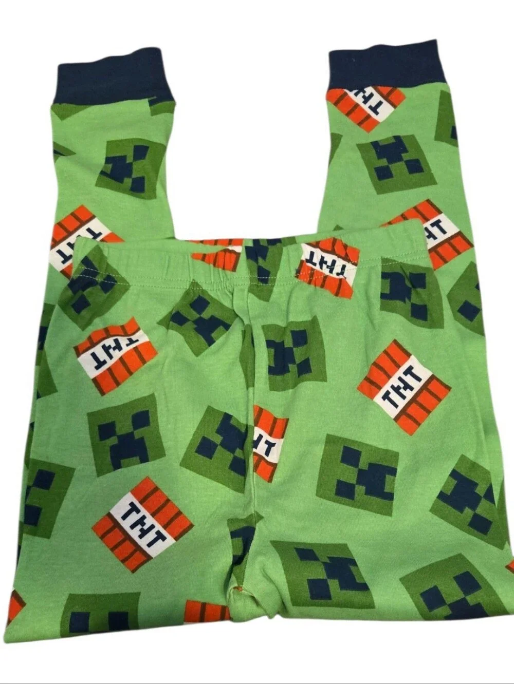 NWT Kids 'Beware of the Dark' Green Minecraft Pajama Set Sz 8
